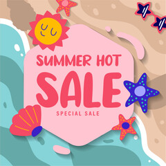 Summer sale brochure discount vector. Special price offer coupon for social media post, promotion ad, shopping flyer, voucher, website campaign and advertising