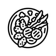 tempura vegetables japanese food line icon vector. tempura vegetables japanese food sign. isolated contour symbol black illustration