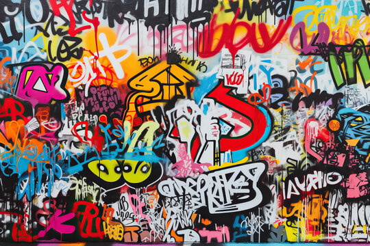 Abstract graffiti backdrop, graffiti wall, street art, urban culture © Mighty