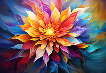 Obraz premium Beautiful abstract colorful flower design. Generative AI