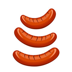 Sausages.Grilled sausages.Vector illustration isolated on a white background.