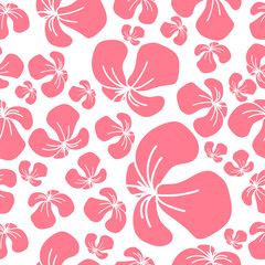 Fototapeta na wymiar Hand drawn seamless pattern with pink flowers vector design. Perfect for textile prints