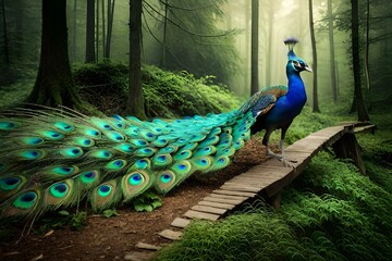 Obraz premium peacock with feathers Generator by using AI Technology