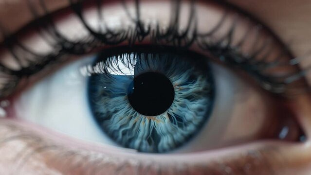 Take a closer look.
Close up of an eye with a slow zoom in.