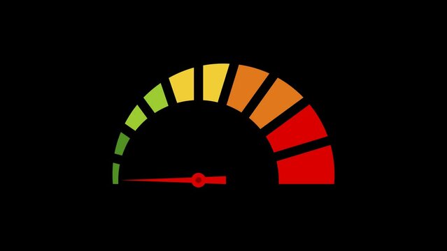Speedometer icon animation with alpha channel transparent background