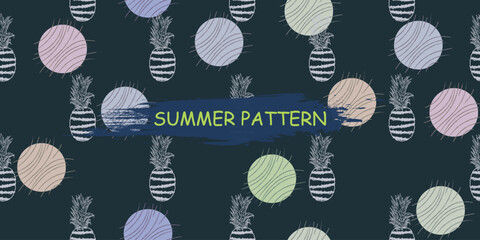 unique abstract summer pineapple fruits seamless pattern background