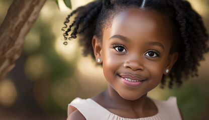 Close-up portrait of a smiling african american little girl