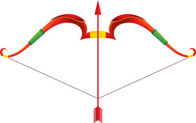 Bow and Arrow Transparent Red Color for Dussehra Festival God Rama - obrazy, fototapety, plakaty