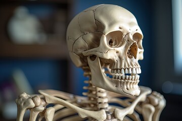 A death human skeleton model. Medical education on human skeleton. Generative AI
