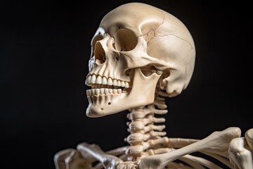 A death human skeleton model. Medical education on human skeleton. Generative AI