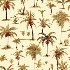 Obraz premium Seamless Colorful Hawaii Palms Pattern. Seamless pattern of Hawaii Palms in colorful style. Add color to your digital project with our pattern!