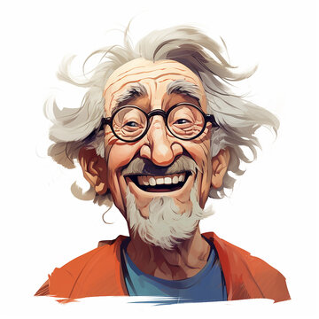 Portrait of a 60 years old man who is happy on a white background