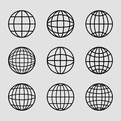 Y2K globe element, globe icon, Globe element, World Icon Black