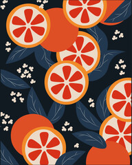 Citruses background packaging poster, grapefruit, orange