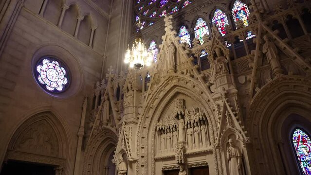 Interior details of the Gothic St. Patrick's Cathedral in Manhattan in New York