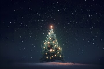 Illuminated Holiday Magic: Christmas Tree Under a Festive Background, Holiday, Background, Illuminated, Christmas Tree, Festive, Celebration, Magic,