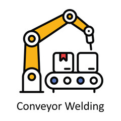 Conveyor Welding Filled Outline Icon Design illustration. Smart Industries Symbol on White background EPS 10 File