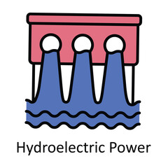 Hydroelectric Power Filled Outline Icon Design illustration. Smart Industries Symbol on White background EPS 10 File