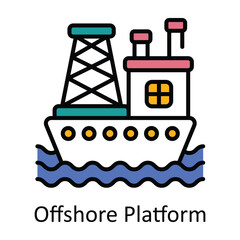 Offshore Platform Filled Outline Icon Design illustration. Smart Industries Symbol on White background EPS 10 File