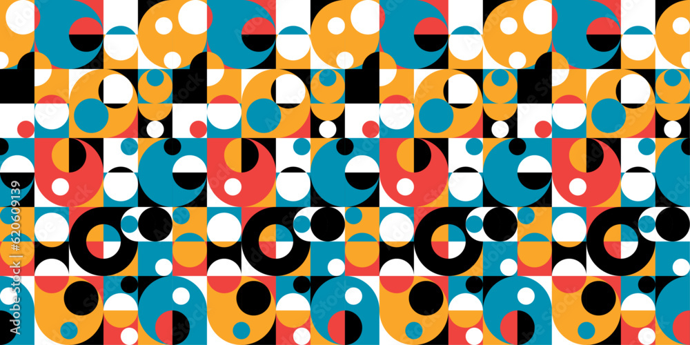 Aufkleber Vector geometric abstract pattern background. Design with simple circles and geometry. Retro and circles in mosaic background for print.