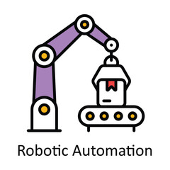 Naklejka premium Robotic Automation Filled Outline Icon Design illustration. Smart Industries Symbol on White background EPS 10 File