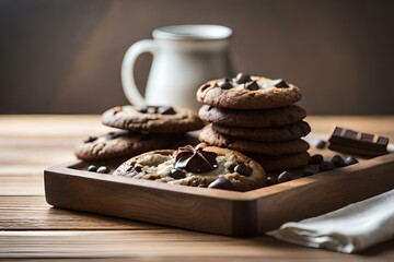 chocolate chip cookies in the plate generated by AI