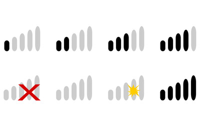 one set of wifi sign icon. Wireless internet connection sign. No Wifi sign. No wireless wi-fi network. Lock wifi signal icon vector. Security wifi icon. One of set web icons. Replaceable vector.