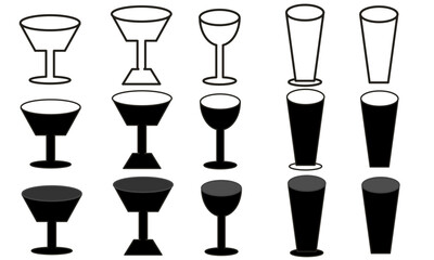 set of glass. set of vector graphic illustration of glass. set of glass. kind of glass shape with combinated from circle, rectangular, and parallelogram