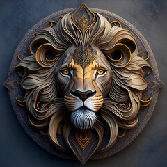 3D lion's head sculpture model art design  