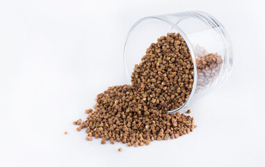 Raw buckwheat groats in a glass