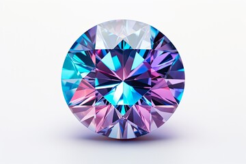 3D Illustration of Alexandrite Gemstone on White Background - Brilliant Blue Crystal with Fashionable Appeal: Generative AI