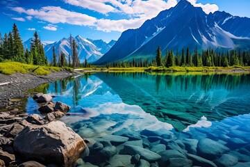 Explore Upper Twin Lake in Lake Clark National Park, Alaska, USA. Natural Beauty of the American Interior. Generative AI