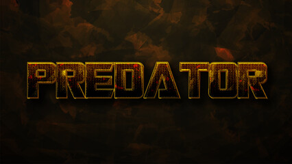 Predator text, yellow color editable text effect on dark grunge textured background