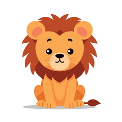 Cute lion isolated on white background. Lion cartoon smiling. Vector stock