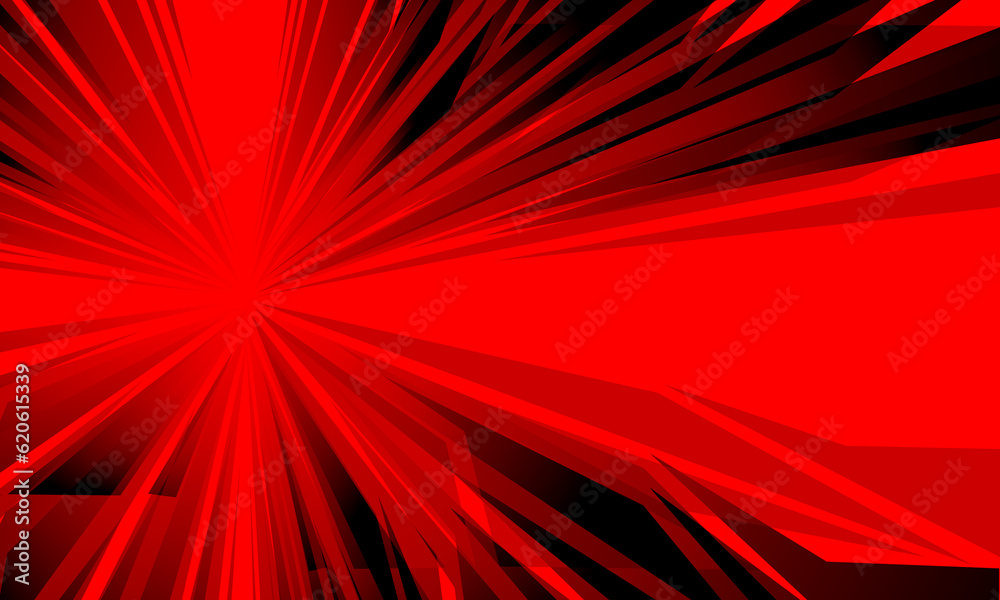 Wall mural abstract red black zoom speed dynamic geometric design modern futuristic background vector