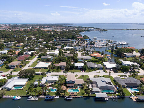 Aerial view of a Florida barrier island community.