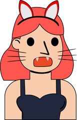 Cat Girl Character Halloween decorative design element for website, presentation, flyer, brochure, printing, application. illustration style