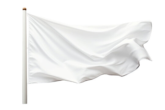 A white flag is seen on a transparent background, and it includes a clipping path.