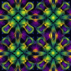 symmetrical kaleidoskopic pattern, neon colors, creating a visually stimulation. Generative AI