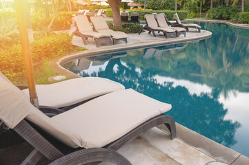 Outdoor pool with chair