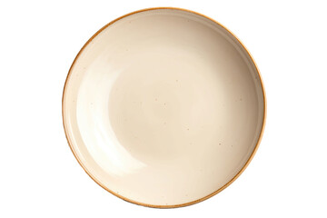 An empty circular ceramic plate, with no contents, can be seen in isolation against a transparent background. A clipping path is included for easy separation of the plate from its surroundings.
