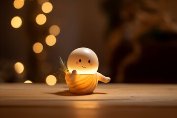Illustration of a small and glowing light sitting on a table, created using generative AI