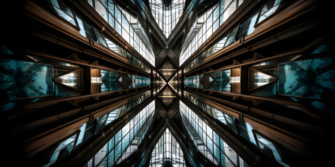 Architecture abstract lines patterns symmetry Hyper-reali generative AI