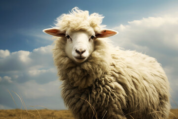 Beautiful sheep in nature. Generative AI