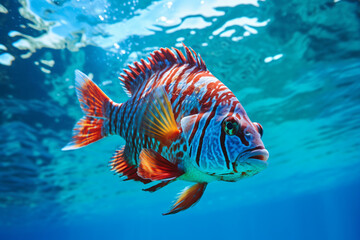 Obraz na płótnie Canvas Free photo a clear blue sea colorful fish swim photography