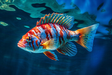 Fototapeta premium Free photo a clear blue sea colorful fish swim photography