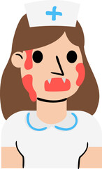 Zombie nurse Character Halloween Flat Illustration