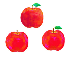 リンゴ　手描き　水彩　