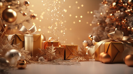 Merry christmas and happy new year box set concept background