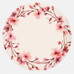 Fototapeta na wymiar Watercolor frame with sakura flowers. Illustration AI Generative.
